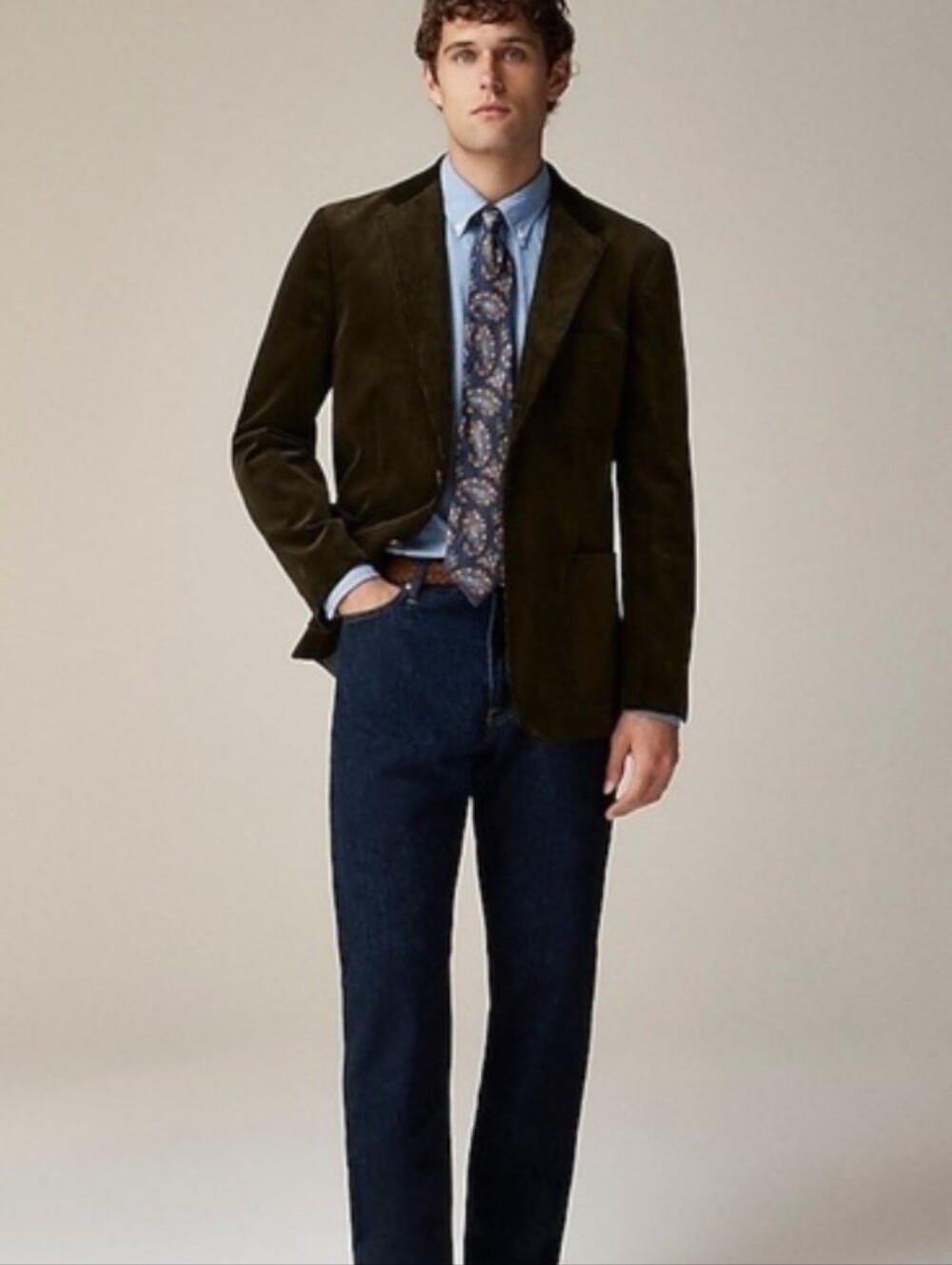 J Crew Crosby Classic-fit suit jacket in Italian corduroy CL269 44R Green
